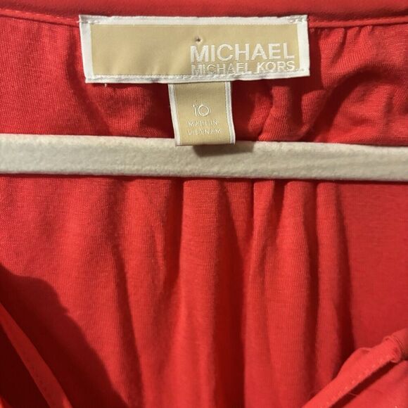Michael Michael Kors Top Womens 10 Coral Zipper Detail Flowy Blouse - Picture 7 of 9